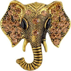 NWOT - Elephant Shining Rhinestones Brooch & 3D Floating Jewelry Display Case